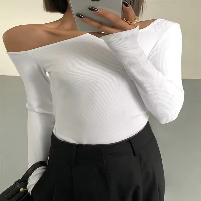 Collar Off-shoulder Long-sleeved