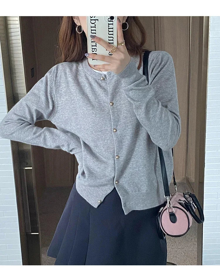 Solid Color Knitted for Women Cardigan