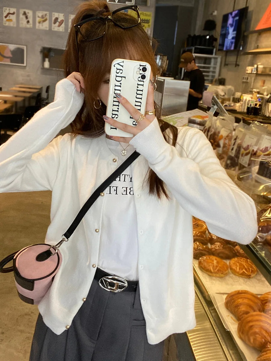 Solid Color Knitted for Women Cardigan