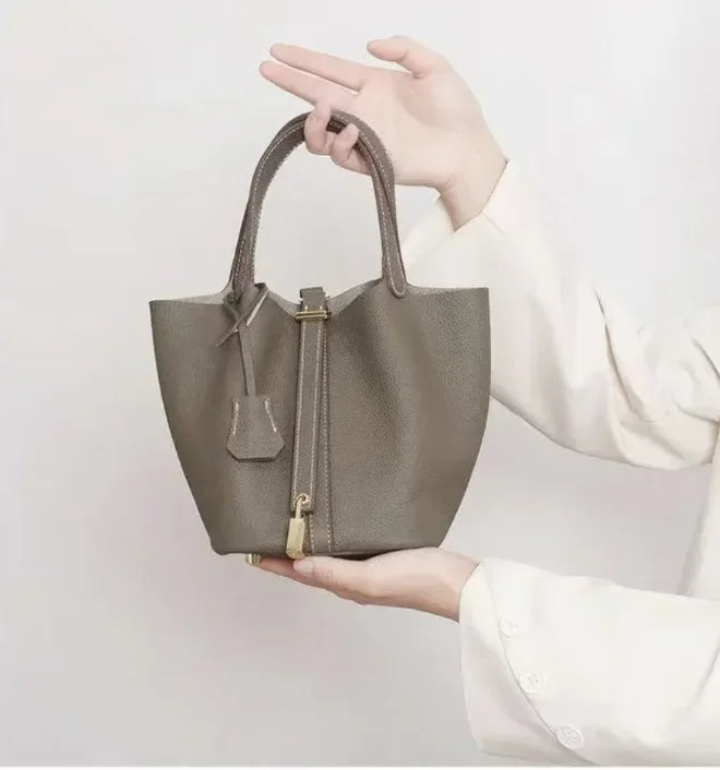 Large Capacity PU Handbag Basket Bucket Bag