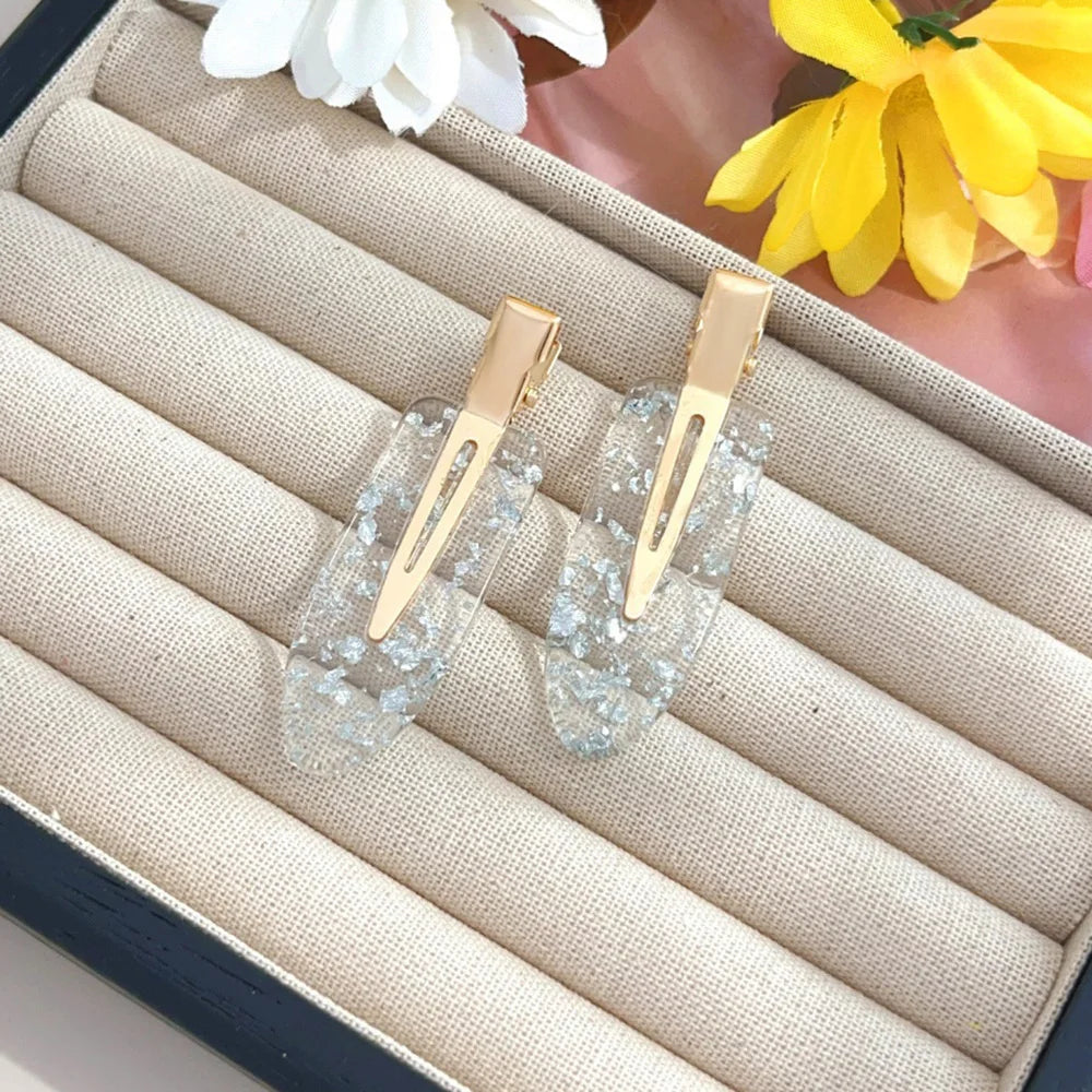 2pcs/set No Bend Hair Clips for Women Girls Acrylic Hair Styling No Crease Curl Small Pin Bang Seamless Barrettes Accessories