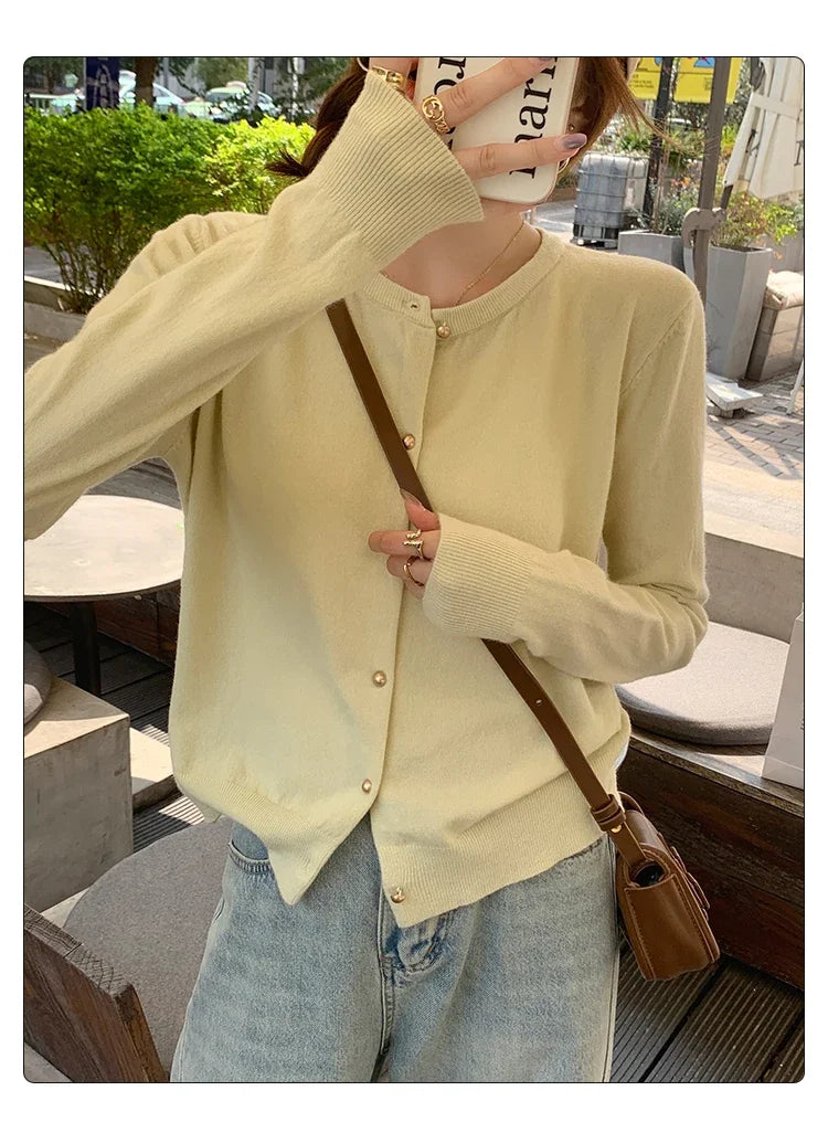 Solid Color Knitted for Women Cardigan