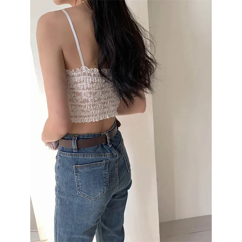 Women PU leather camis underwear padded bra