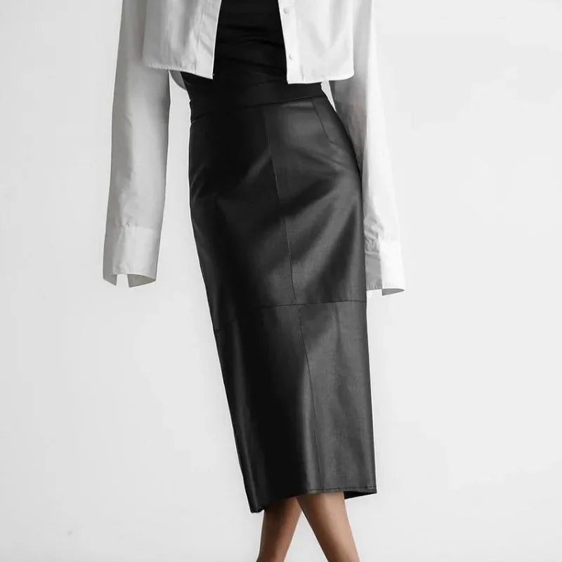 Sexy High-waisted Bodycon Leather
