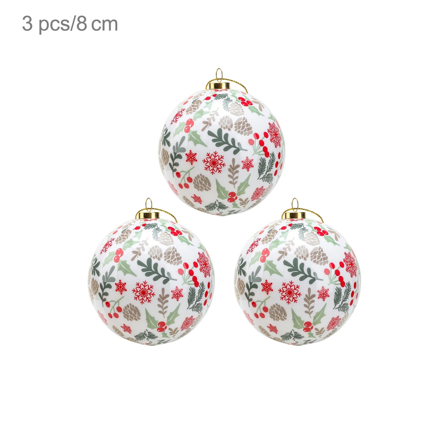 3pcs 8cm Christmas Balls Original Gifts Christmas Decoration 2024 Christmas Tree Decorations Gift Decoration Pendants Baubles