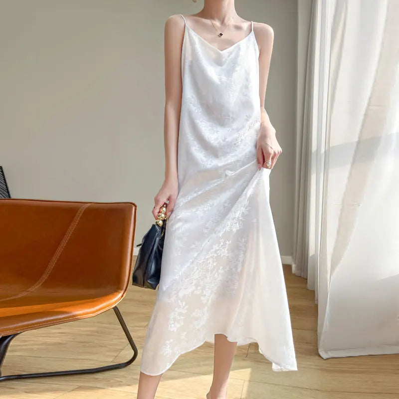 Women's thin summer essential silk material skin-friendly hundred temperament vest dress 2024 new