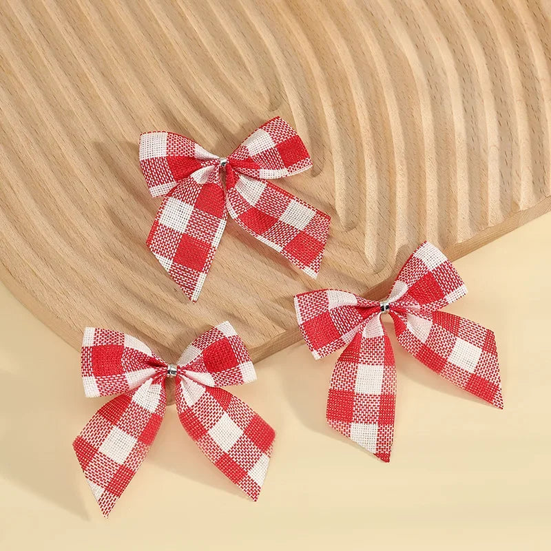 24/5pcs Christmas Bows Christmas Ornaments Gold Red Bows Christmas Tree Ornaments 2025 New Year Decorations Mini Bows Gift Wrap