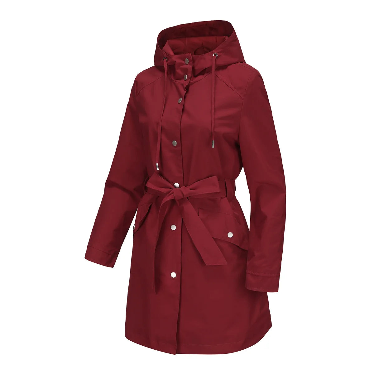Hooded Water-repellent Jacket with Belt Thin Casual Loose Trench Coat