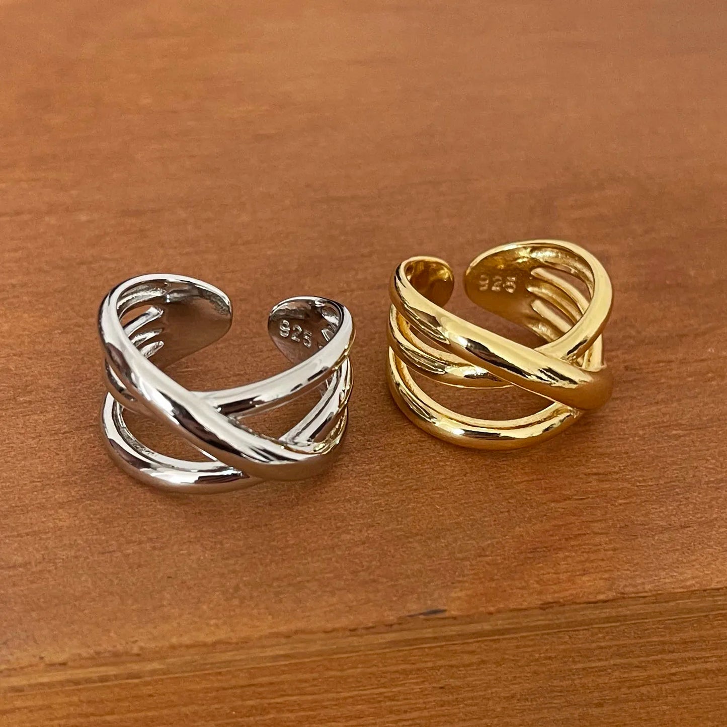 925 Sterling Silver Rings Adjustable Simple Smooth Heart Ring