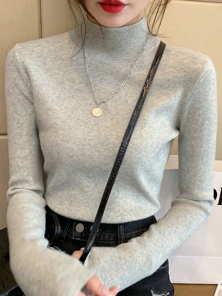 Turtleneck Sweater Women Knitted Pullovers Long Sleeve