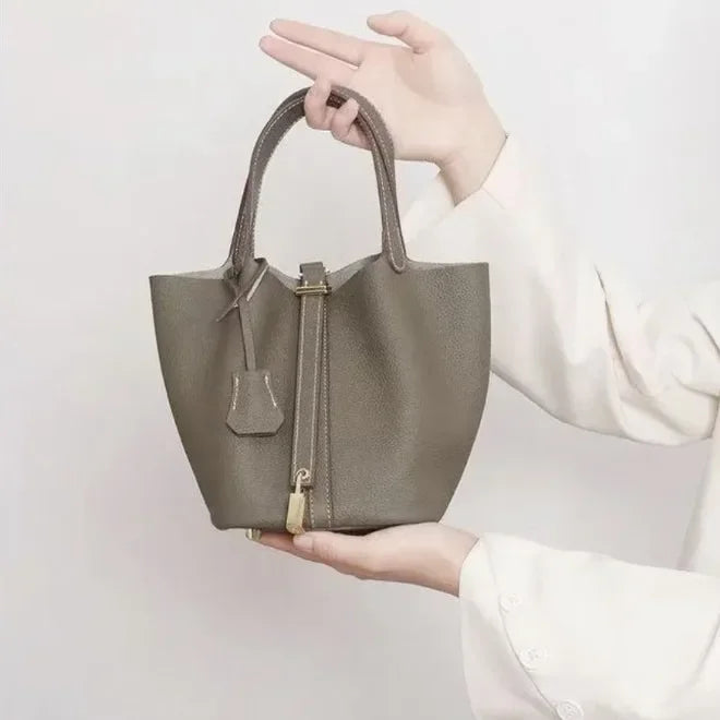Large Capacity PU Handbag Basket Bucket Bag
