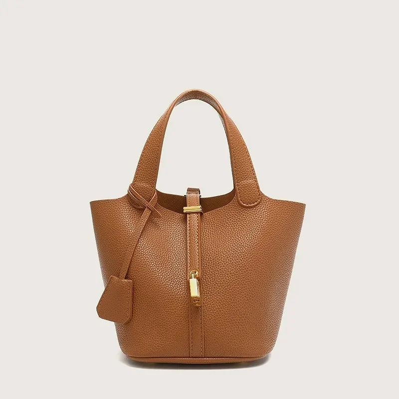 Large Capacity PU Handbag Basket Bucket Bag