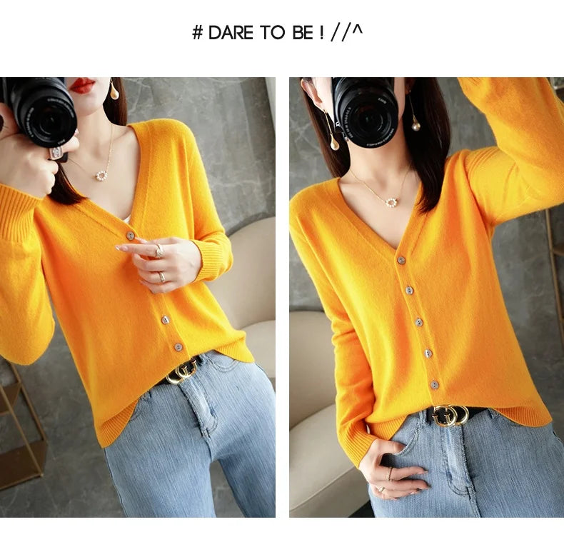 V-Neck Temperament Small Fragrant Wind Loose Sweater Sweater