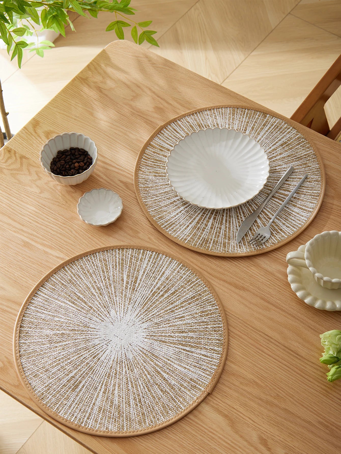 2/4/6/8pcs Round Burlap Macrame Placemats