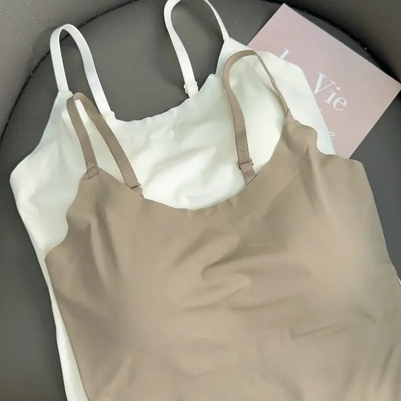 Women Summer Vest Tops Sleeveless Cotton Bustier with Pads