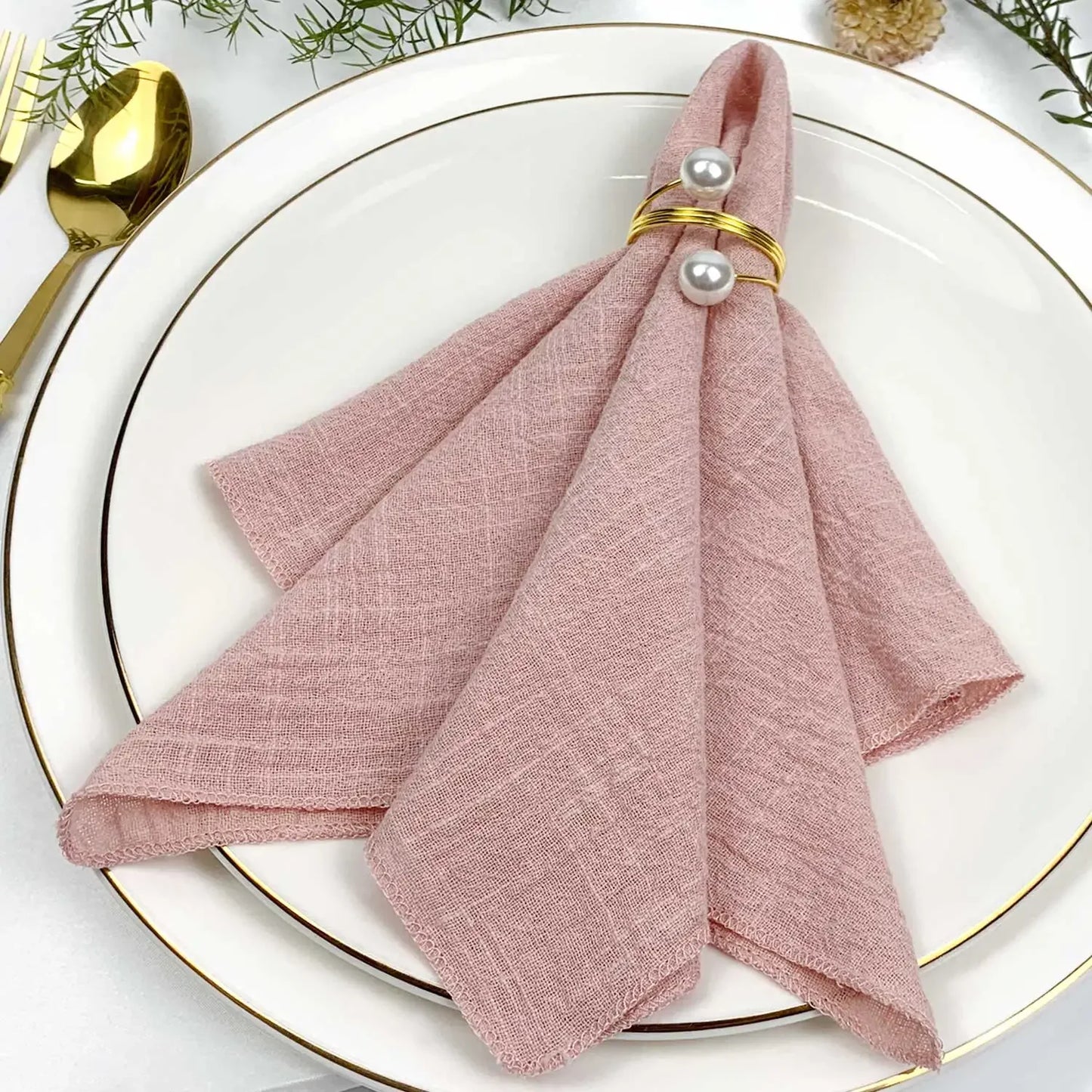 Set of 6 Cotton Cloth Napkins Gauze Sage Green 30x30cm