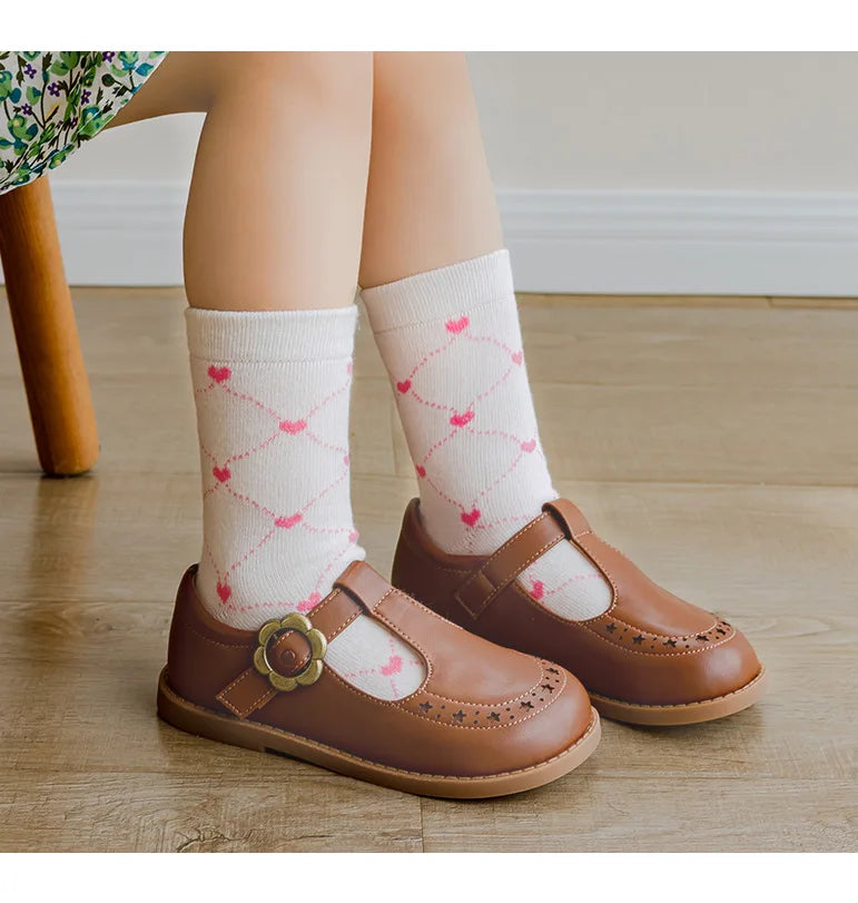 Baby Girls Cotton Socks 5 Pairs Pink Sweet Love Pattern