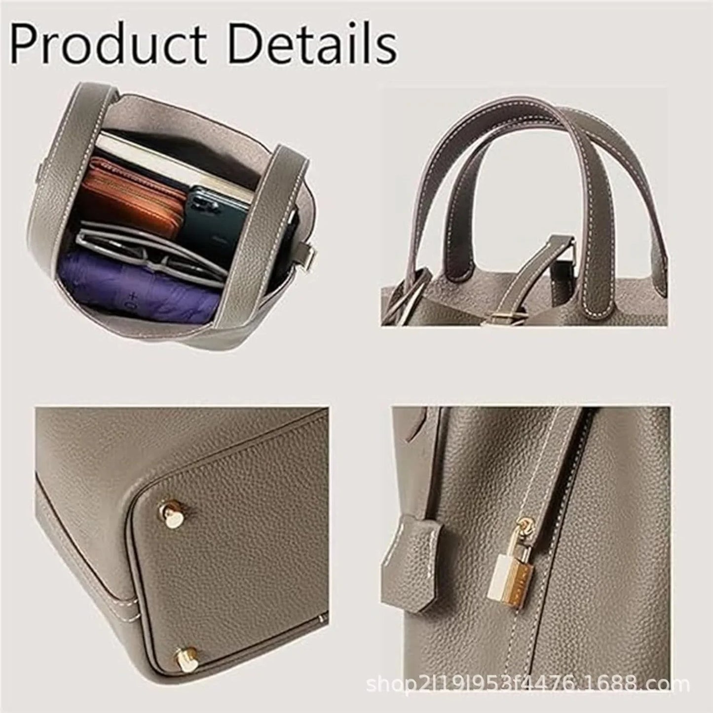Large Capacity PU Handbag Basket Bucket Bag