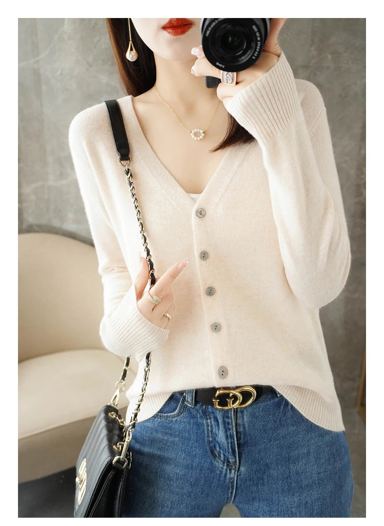 V-Neck Temperament Small Fragrant Wind Loose Sweater Sweater