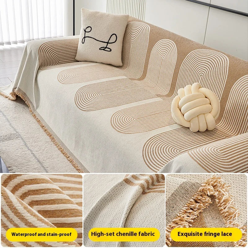 Nordic Chenille Sofa Cover Tassel Lace Blanket Cover For Sofa Full Cover L Shape Cover Sofa 3 Pcs 2 Seater