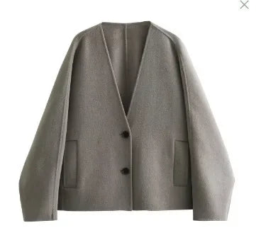 Women's Jacket V-neck Woolen Kimono