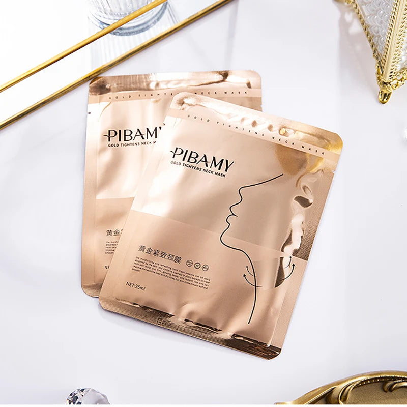 10pcs Gold Firming Neck Mask Moisturizing Nourishing Brightening Hydrating Neck skincare