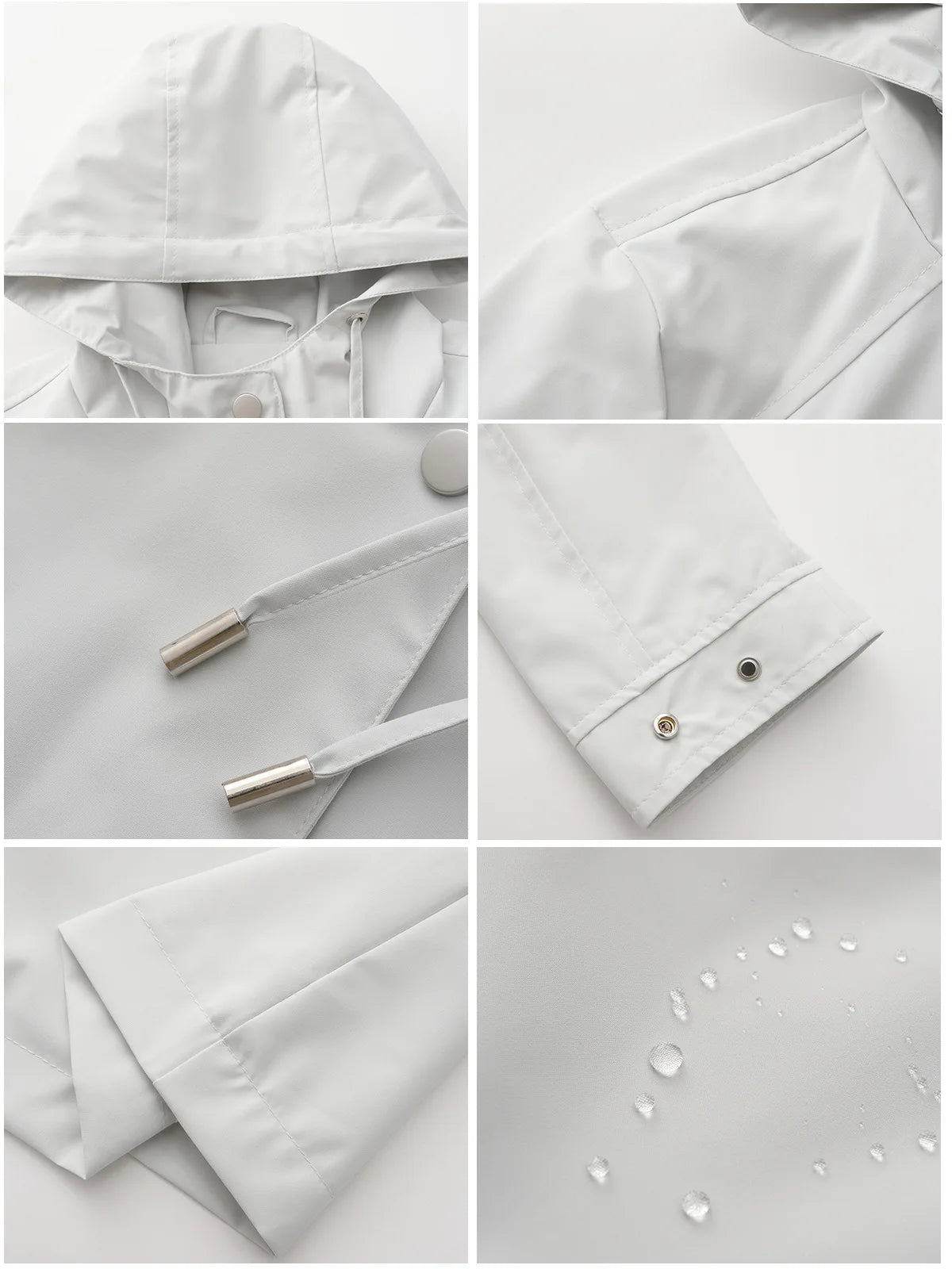 Hooded Water-repellent Jacket with Belt Thin Casual Loose Trench Coat