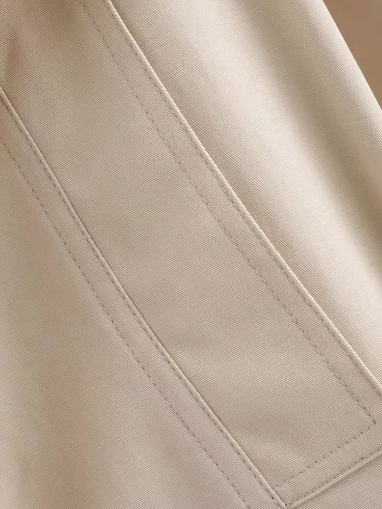 Crop Trench Coat for Women Fashion Belt