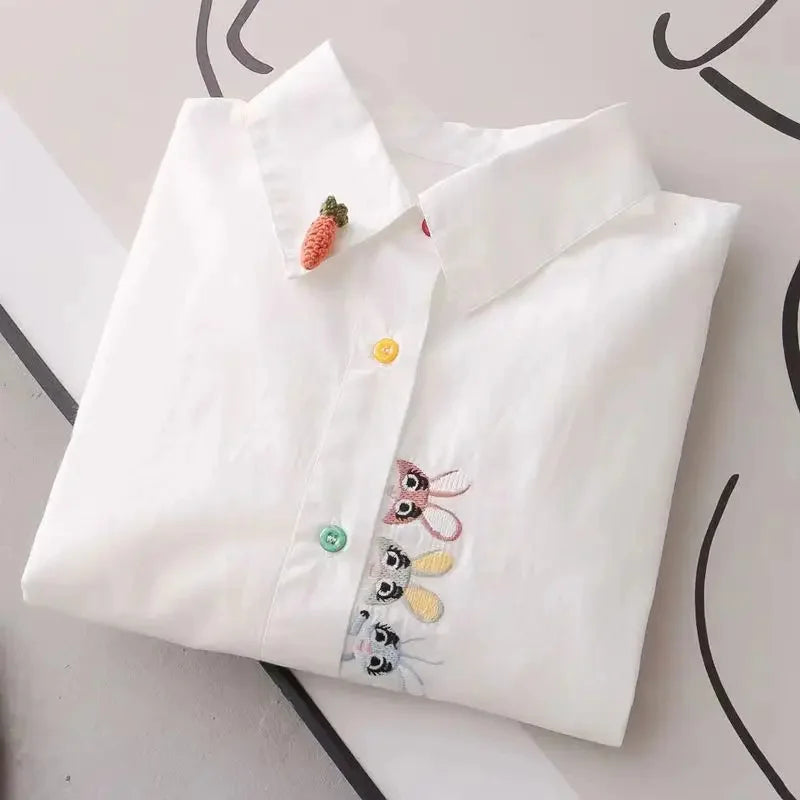 Lady Casual Long Sleeve Turn-down Collar