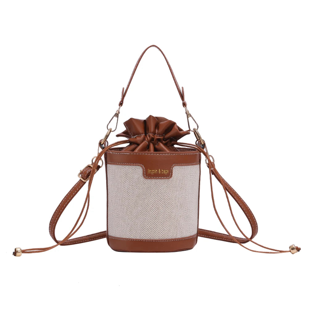 Women Vintage Patchwork Cylinder Shoulder Bag