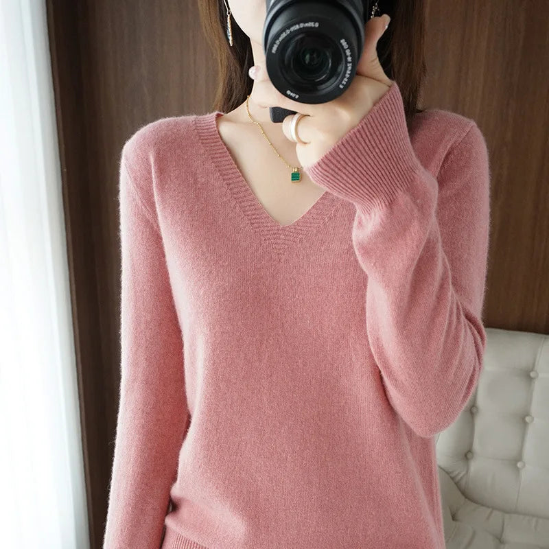 New Cashmere Women's V-neck Pullover