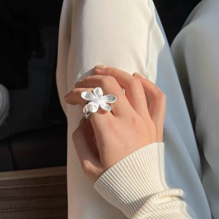 925 Sterling Silver Ring For Women Jewelry String Flower Finger Open Handmade Ring
