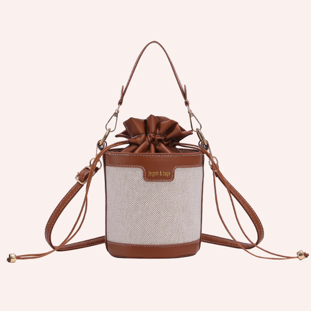 Women Vintage Patchwork Cylinder Shoulder Bag