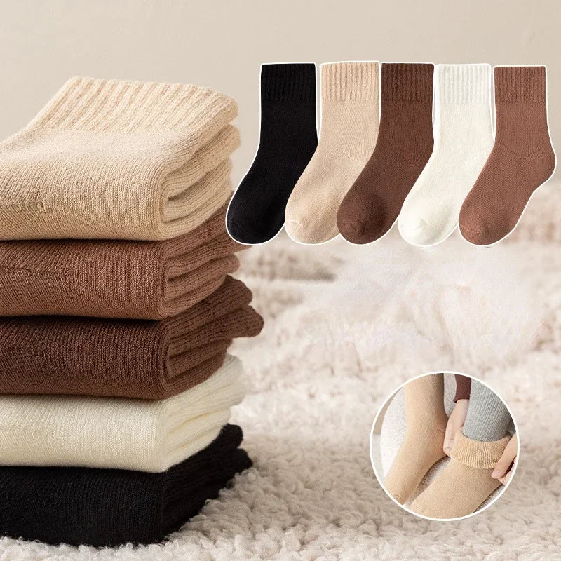 5 Pairs/Lot Children Winter Socks Cotton