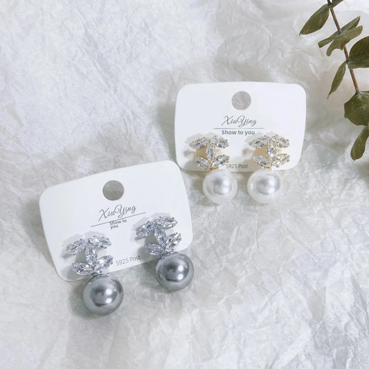Double C Pearl Earrings Women's Luxury Unique Drop Earrings