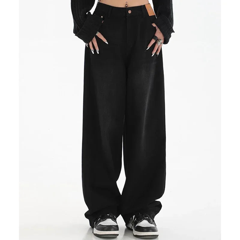 Woman High Waist Slim Fit Wide Leg Jeans
