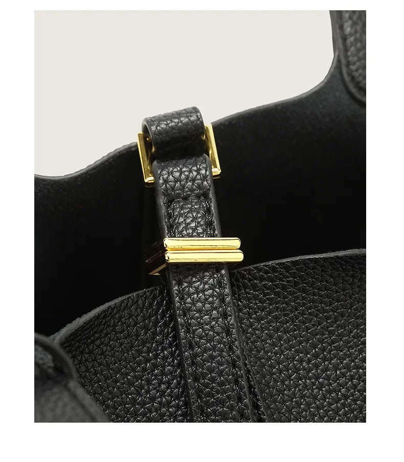Large Capacity PU Handbag Basket Bucket Bag