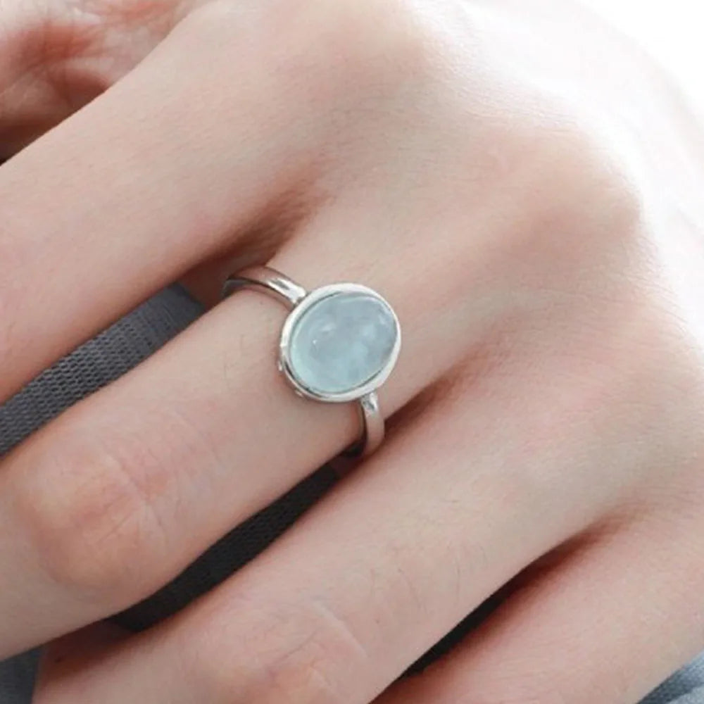 925 Sterling Silver Rings Handmade Simple Blue Stone Star