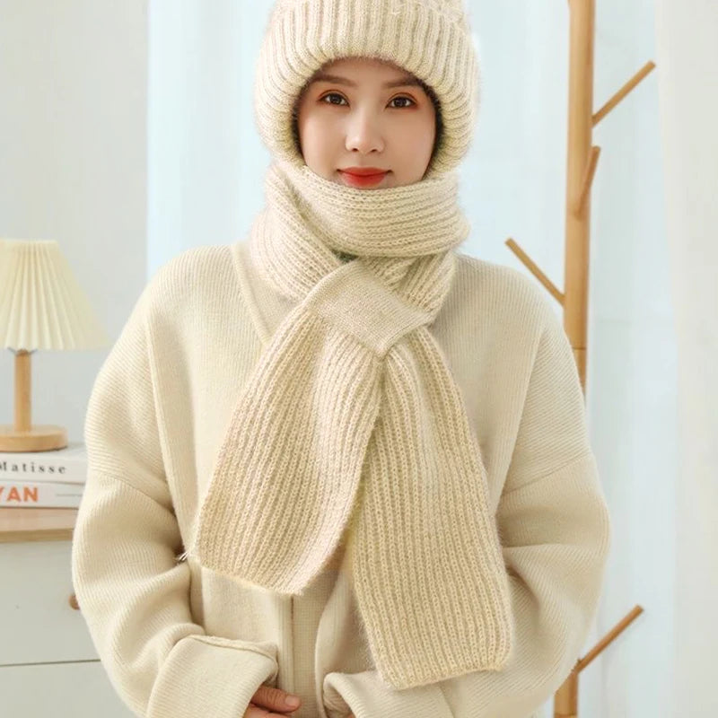 Knitted Skullies Hat Scarf Set