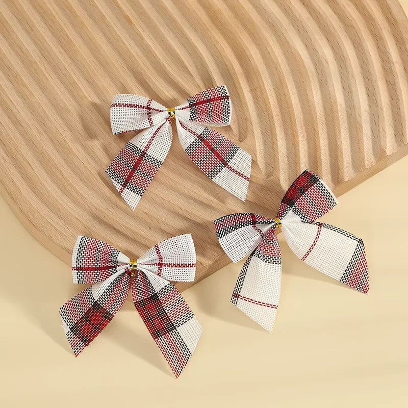 24/5pcs Christmas Bows Christmas Ornaments Gold Red Bows Christmas Tree Ornaments 2025 New Year Decorations Mini Bows Gift Wrap