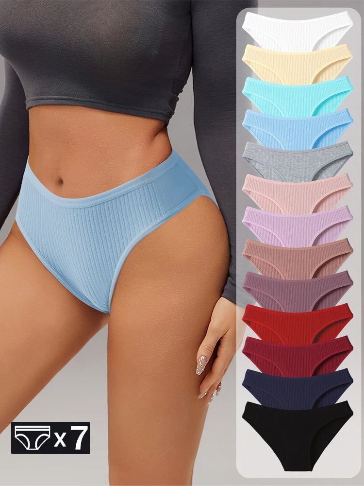 7Pcs Women's Panties Striped Briefs