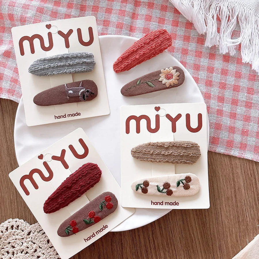 Cute Embroidered Flower Hairpins Women