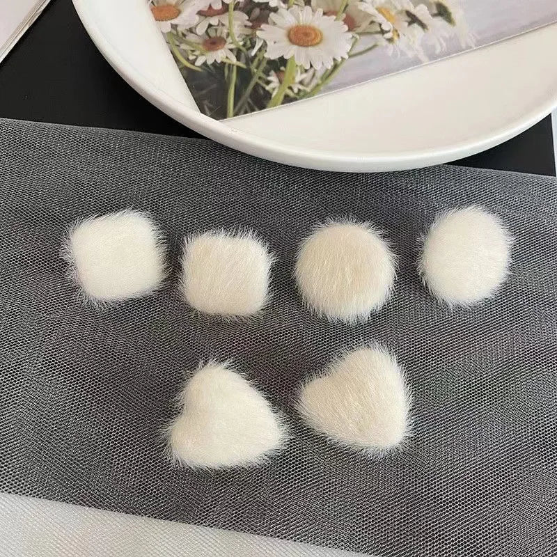 KADRUFI Women Korean Fashion Winter White Plush Stud Earrings