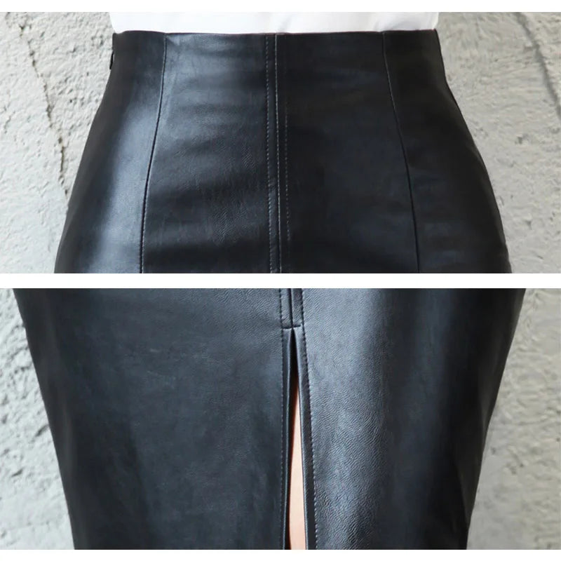 Front and back double-sided leather skirt