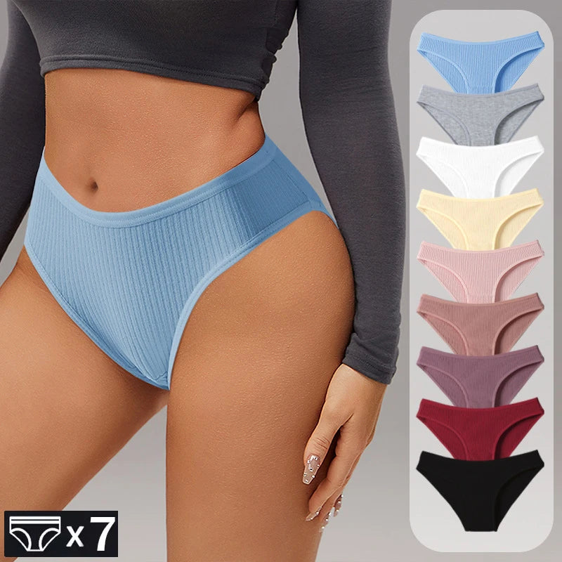 7Pcs Women's Panties Striped Briefs