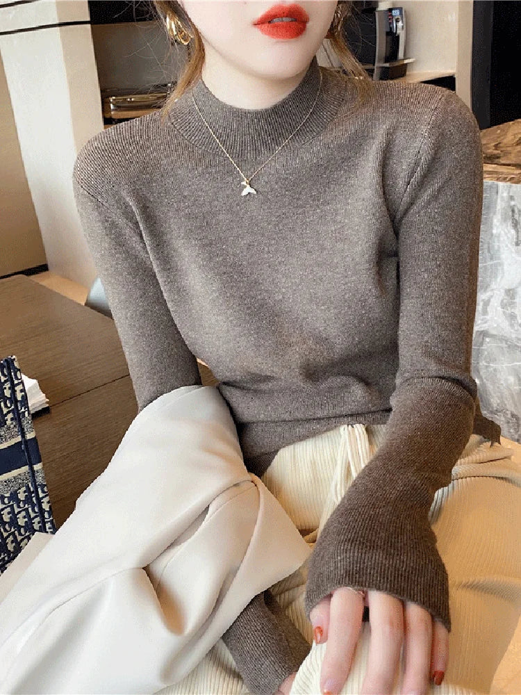 Turtleneck Sweater Women Knitted Pullovers Long Sleeve