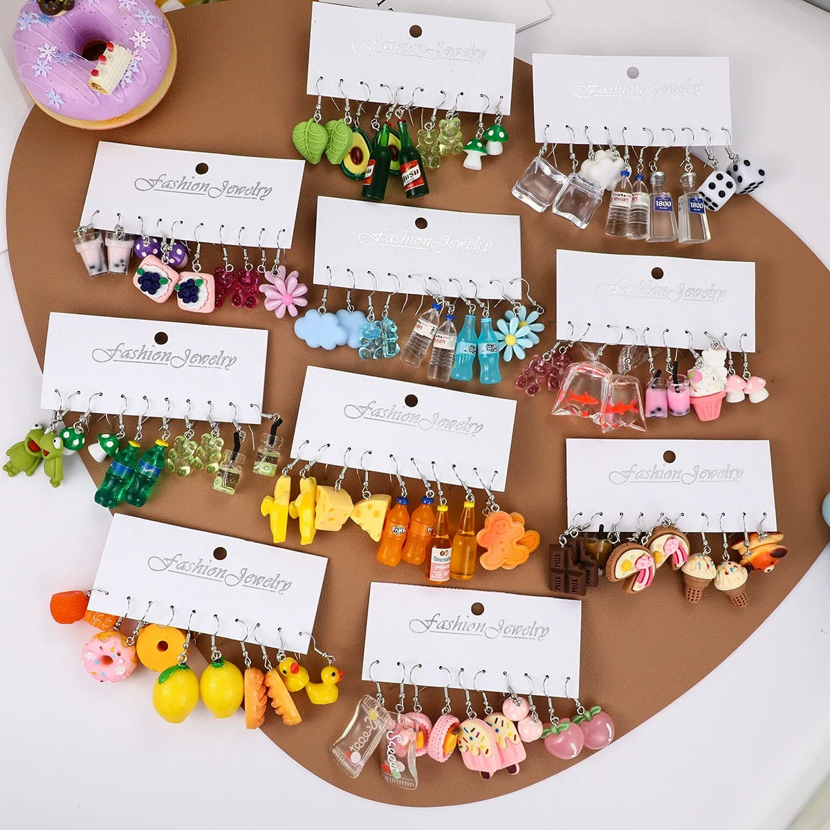 Fashion Sweet Fruit Drink Earrings Set