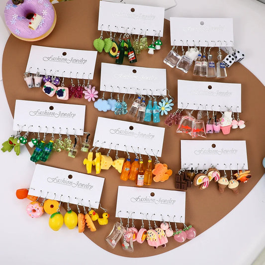 Fashion Sweet Fruit Drink Earrings Set