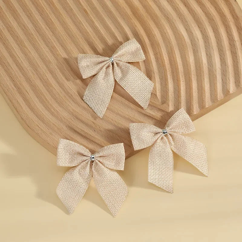 24/5pcs Christmas Bows Christmas Ornaments Gold Red Bows Christmas Tree Ornaments 2025 New Year Decorations Mini Bows Gift Wrap
