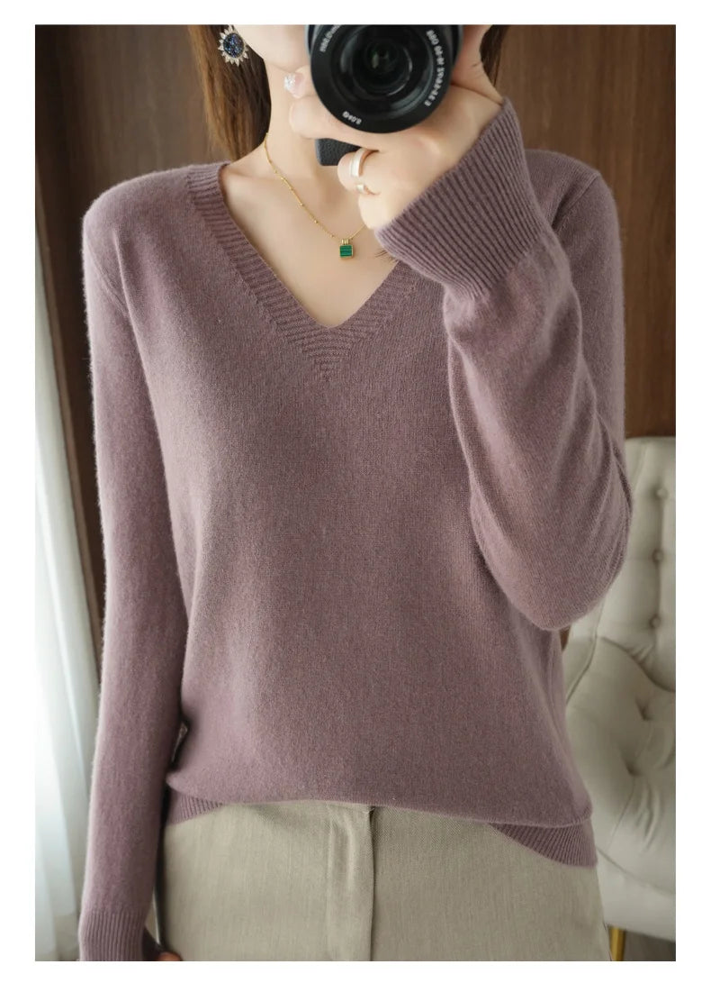 New Cashmere Women's V-neck Pullover